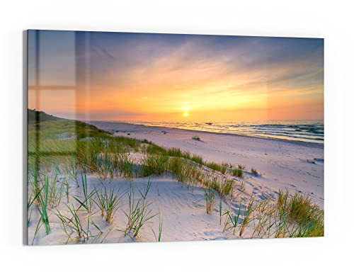 DEQORI Glas-Magnettafel | 60x40 cm groß | Motiv Sonne sinkt über Ostsee | Memo-Board aus Glas | Magnetboard inkl. Magnete, Stift & Tuch für Küche & Büro | Tafel magnetisch & beschreibbar