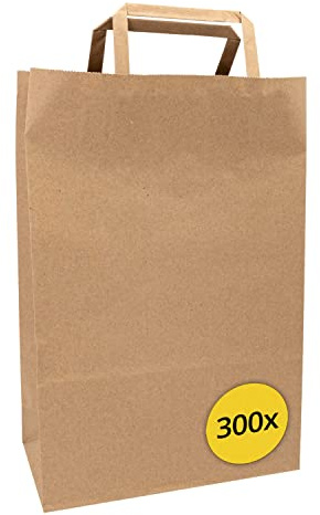 Idena 90139 - Papiertüten mit Henkel, 300 Stück, 32 x 17 x 44 cm, Geschenktüten, Kraftpapier Tüten, Tragetasche