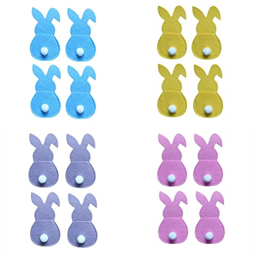 Oster-Tischdekoration, 16-teilige Osterhasen-Utensilien-Besteckhalter Beuteltaschen Osterhasen-Filz-Besteckhalter Osterdekorationen Oster-Tischdekorationen für