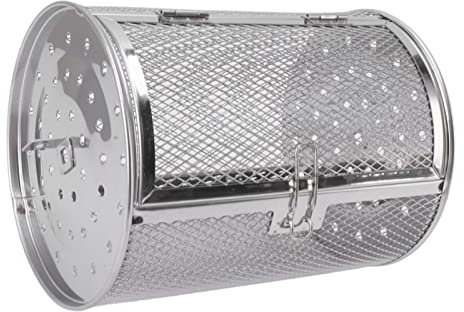 Atyhao Panier de Gril Roulant, Porte Mobile Ronde en Maille de Gril de Barbecue d'acier Inoxydable pour Le Camping (B)
