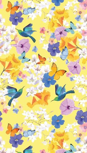 livingwalls Blumen-Fototapete – Gelb, Blau – Wandbild XXL 2,80 x 1,59 m | Florales Blumen-Motiv als natürlicher Blickfang – matte Motivtapete, einfach zu verkleben & spurlos abziehbar