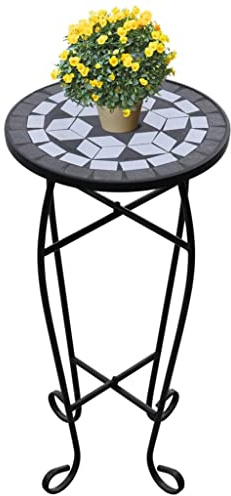 puraday Mesa auxiliar, mesa de bistró, mesa auxiliar, mesa auxiliar, mesa auxiliar de jardín, mesa auxiliar de mosaico, mesa auxiliar de metal, mesa de mosaico, redonda, mesa de jardín, resistente a
