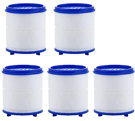5 Pcs Faucet Water Filter Cartridges for 360 Degree Rotating Sink Tap Water Filter,Carbon Water Filtration Faucet Filters Cartridges Removes Chlorine Fluoride Heavy Metals Hard Water