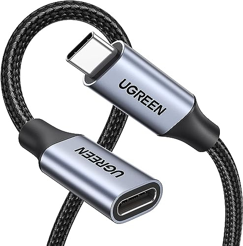 UGREEN US372-30205B 1M USB-C macho a USB-C hembra Gen2 Alu Case Cable de extensión trenzado - Gris oscuro