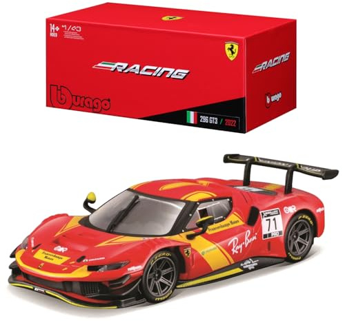 Bburago Racing Ferrari 296 GT3 '23 im edlen Showcase - Modellauto 1:48 Die-Cast Originalgetreues Sammlerauto Spielzeugauto ab 3 Jahren (18-36313)