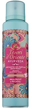 Tesori d'Oriente Profumo Deodorante Ayurveda, 150 ml, Spray Aromatico Frutta Amla e Patchouli, 24 h Protezione