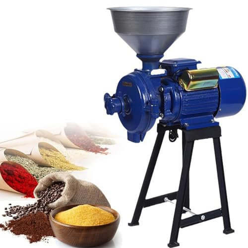 LSBHPPD Macinacaffè Elettrico Commerciale, Macinino Elettrico Macinino Cereali Secchi,Miscelatore Elettrico Multifunzionale Macinino per caffè E Grano con Imbuto per Spezie Secche Erbe,Blue