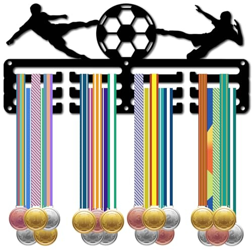 CREATCABIN Medaillenhalter,Aufhänger,Metall-Medaillenständer,Organizer,Medaillenständer Aus Eisen Mit 12 Haken,3-Zeilige Schwarze Medaillen,Wandmontage,Aufhänger Für,Triathlon,Läufer,29x13cm