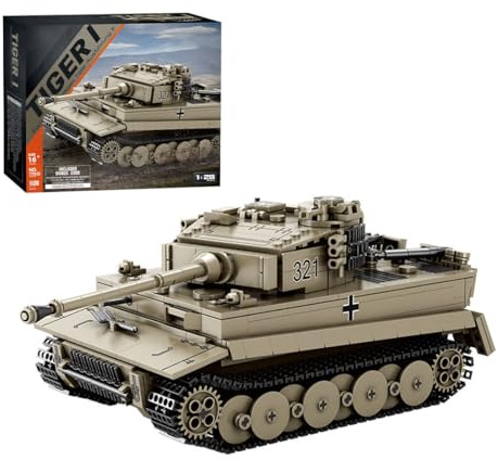 Lumitex Militär Tiger I Tank Bausteine für Erwachsene, 1/28 WW2 Deutscher Panzer Set, MOC Sammlung Geschenk - 1138 Teile