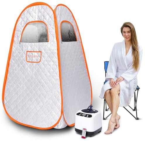 MQUPIN Portable Steam Sauna for Home,Pop-Up Home Sauna Pod Box with 1000W 3L Steamer Generator,Foldable Sauna Tent Steam Room With Folding Chair,Remote Control,Personal Home Sauna