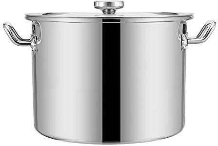 GUHPZA Olla Grande de Acero Inoxidable Segura con Tapa, Olla de Acero Inoxidable con Acabado de Espejo, 35 x 22 cm (20 l)