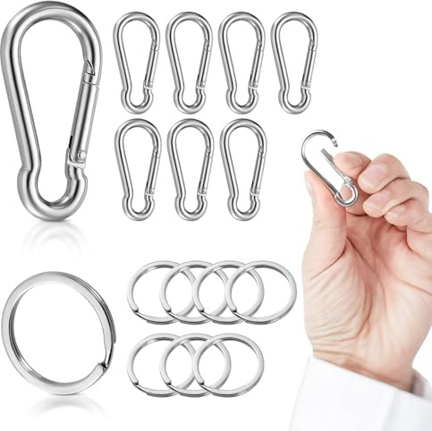 iewrtcin 8 Stück Karabinerhaken Edelstahl, Karabiner Edelstahl, Karabinerhaken Schaukel, Karabiner Klein, Belastbar Bis 180kg Geeignet für Schlüsselanhänger, Rucksäcke, Hundeketten, Camping, Reisen