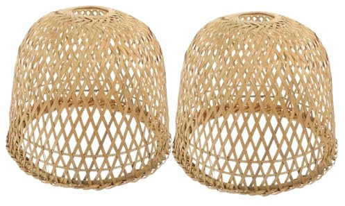 BESTOYARD 2 Stück Hängelampenschirme Aus Bambus Gewebt Pendelleuchte Rustikal Für Küche Esszimmer Natürliches Material Wiederverwendbar