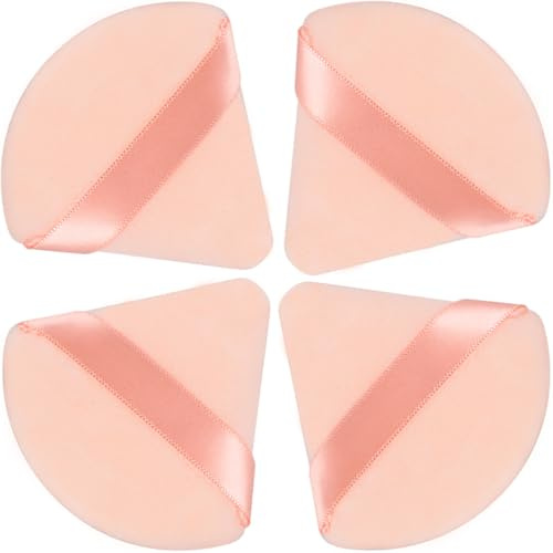 JOLY Triangle Powder Puff Face Makeup Sponge Beauty Blender Stocking Stuffers Puffs for Women apply Loose Powder and Foundation (4Pcs Beige)