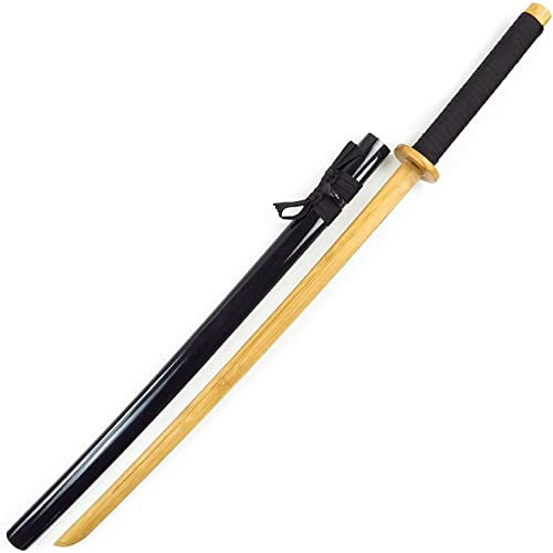 Träsvärd och Kendo Sword Martial Arts Practice Par of Practice Japanese Samurai Blade With Tood Sword and Bambust Sword, Bokken, Katana-C||102CM
