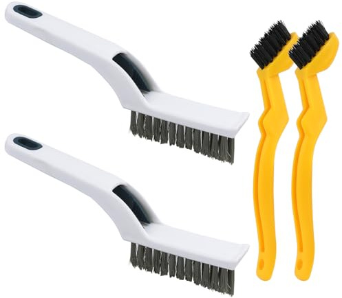 Jecdfs 4 pièces brosses à Joints, Brosse Nettoyage, Brosse a recurer, Brosse a Joint carrelage, Brosse à Nettoyer Les Joints avec Forme en V et Design Mini, brosses de Nettoyage pour la Maison