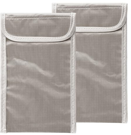 Lotsdonxia 2Pcs Compact EMF Blocking Phone Sleeves, Faraday Bags for Mobile Signal & Radiation Shield, Anti-EMP Security Pouch, Privacy Protection for Daily Use (18.5x11cm) Brown