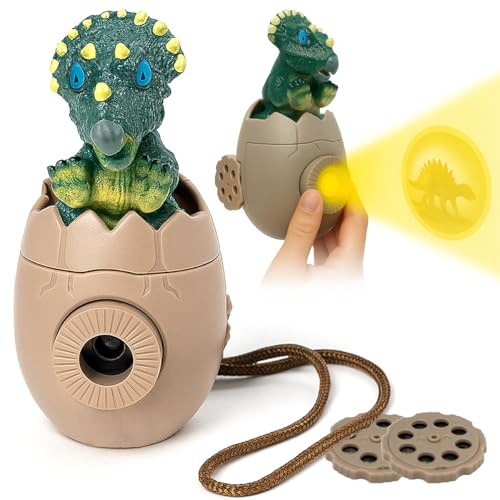 Toyana Kids Dinosaur Toy Projector Torch with 3 Slides, Dinosaur Egg Flashlight Projector, Educational Learning Bedtime Story Toy, Creative Activity Gift Play Set for Children 3+ Years