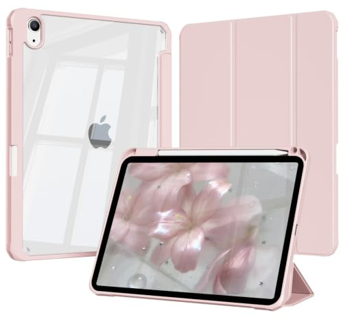 ZOPSGYU Coque pour iPad Air M4/M3/M2, Air 5ème/4ème Génération, Rose | Étui pour iPad Air 11/10.9 Pouces (2026/2025/2024/2022/2020), Housse Transparente Claire, Antichoc, Auto Réveil/Sommeil