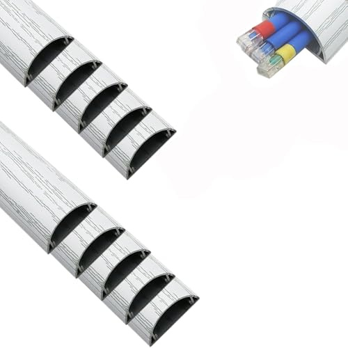 Dekorative Kabelrinnen, Kabelkanäle, selbstklebend, halbrunde Aluminiumkabel, für den Hausgebrauch.,5 pcs,100cm x 20mm