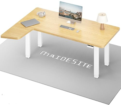 MAIDeSITe Höhenverstellbarer Elektrisch Schreibtisch L Form,160x120cm Eckschreibtisch mit Dual Motor 4 stabilen Beinen, 160kg Tragkraft, USB-C-Anschluss Piano Steuerungssystem für Home Office -Canvas