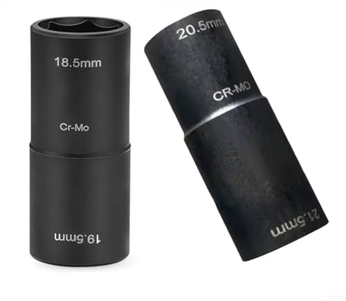 Lot de 2 outils de démontage d'écrous de roue de 18,5 mm et 20,5 mm pour véhicules Ford Clé à double tête pour écrous de roue endommagés ou manquants