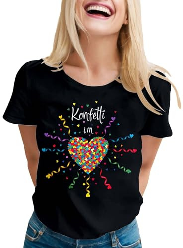 konfetti kostüm konfetti Tshirt Tshirt im Herzen Damen Shirt Karneval kostüm Damen im Herzen t-Shirt