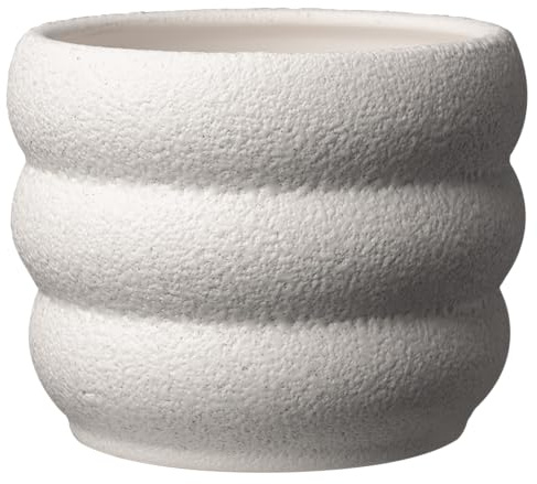Soendgen Byron Beach, Blumentopf aus Keramik, Farbe: Weiss Lasur, 20,28 cm Durchmesser, 16,53 cm hoch, Vol. 6,798 l