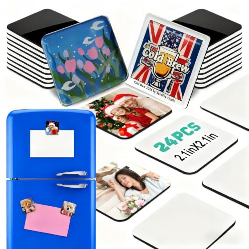 24er Set individuelles Acryl-Kühlschrankmagnet-Bastelset – Handgemachte transparente Quadrate mit Magnetfolie, im Instagram-Stil zum Selbermachen von Kühlschrankmagneten und DIY-Magnet-Projekten
