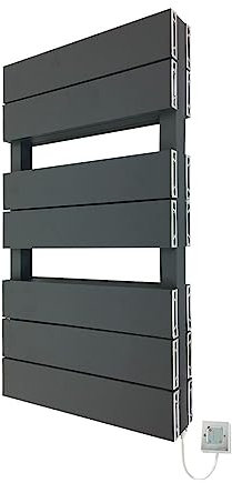 500mm (w) x 800mm (h) Electric Flow Anthracite Double Aluminium Towel Rail with a 400w Electric Element & Chrome Wall Controller (Pre-Filled)