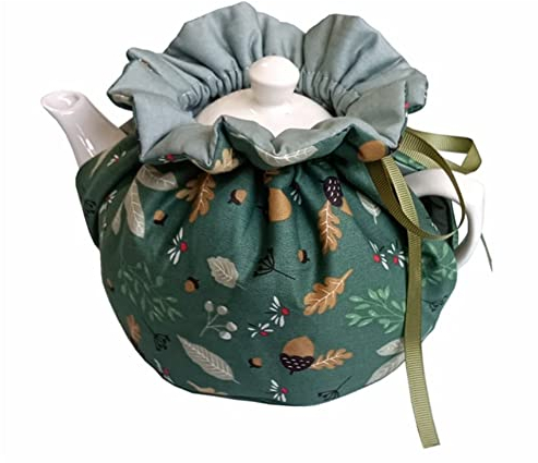 Cotton Tea Cozy, Vintage Decorative Dust Proof Teapot Cover with Insulation Pad to Keep Tea Warm, Kitchen Home Decor for Mom, Wife, Friends (Green)