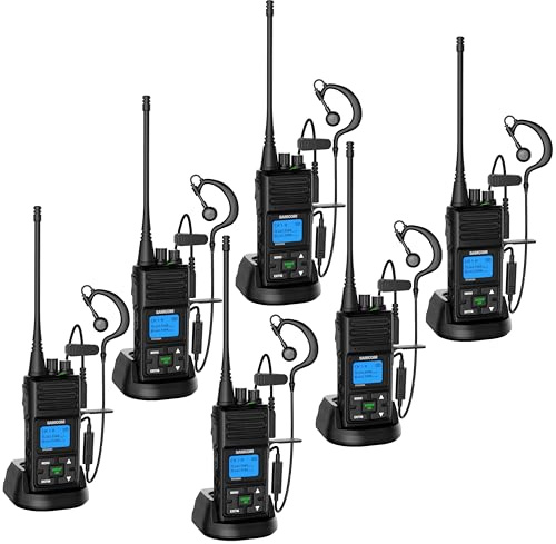 SAMCOM High Grade Walkie Talkies for Adults, 5Watt FPCN30A Two Way Radios with Earpieces,Professional UHF 2 Way Long Distance Radio Group Call for Commercial Business School,6 Packs