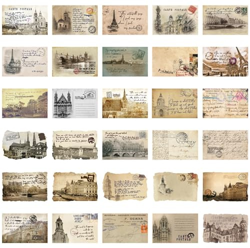 VKSG Retro Theme Postcard Set-30 Cards DIY Postcards Gift Message Card Paper Bookmark for Worth Collecting, Ads Vintage Postcards
