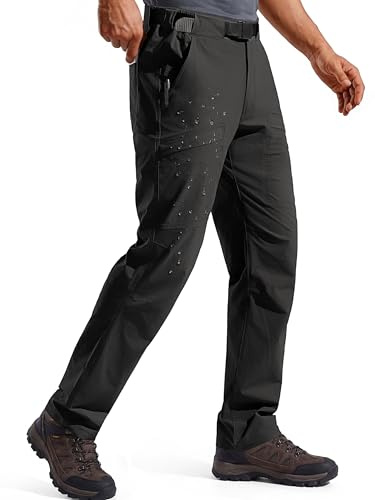 FREE SOLDIER Men's Outdoor Cargo Hiking Pants with Belt Lightweight Waterproof Quick Dry Tactical Pants Nylon Spandex (Black 34/30)