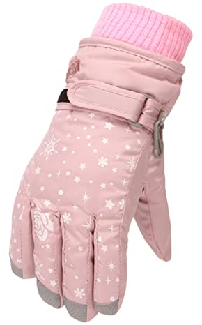 CCOOfhhc Schneehandschuhe für Kinder 4-9 Jahre Jungen Mädchen Winterhandschuhe Verdickt Winterzeit Snowboard Winter Handschuhe Einfarbige Warm Winddichte Sport Skihandschuhe (R Pink, M)