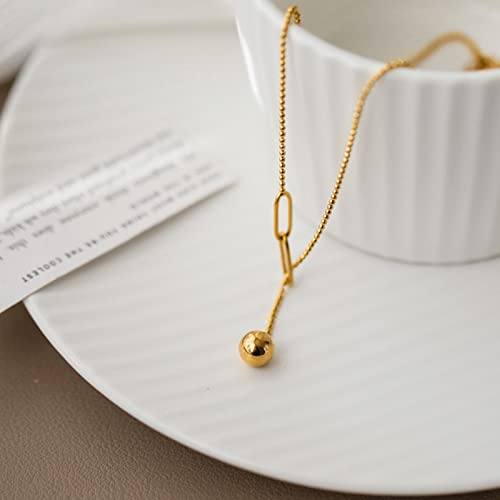 STANG Exquisita Borla Personalizada, Collar de Bola para Tirar, Cadena de clavícula Corta para Mujer, Regalo de joyería de Moda de Lujo Ligero