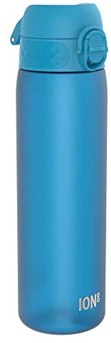 ion8 Trinkflasche, 500 ml, Auslaufsicher, Einhandöffnung, Sichere Verriegelung, Spülmaschinenfest, BPA-frei, Tragegriff, Klappdeckel, Leicht zu Reinigen, Klimaneutral, Blau