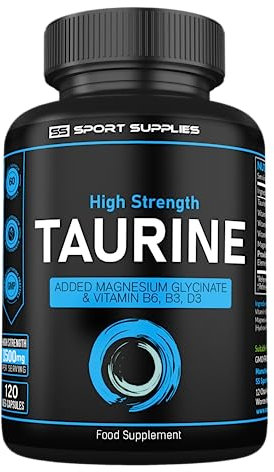 Taurine Supplement 1500mg Capsules Per Serving - Added Magnesium Glycinate, Vitamin B6, B3 and Vitamin D3-120 High Strength Taurine Capsules - (2 Capsules Per Serving)