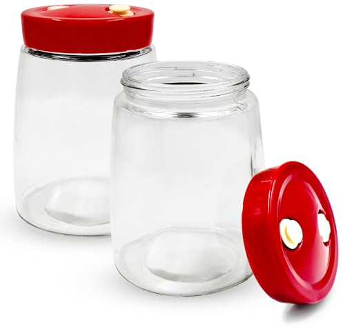 1,4 l Gärglas mit Entlüftungsventil mit 1-Wege-Entlüftung – 2 Stück Gärglas für Kefir, Kimchi, Sauerkraut, Kombucha- und Sauerteigstarter
