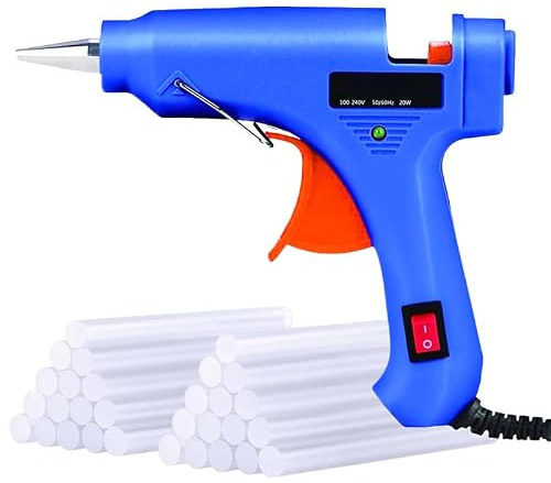 Virsus Pistola Colla a Caldo + 30 Bastoncini colla 070/095, Mini Pistola incollatrice 20W da 13x11cm, Stick lunghi 18cm, per Progetti Artigianali, Riparazioni Fai da te, Bricolage, Lavoretti di Natale