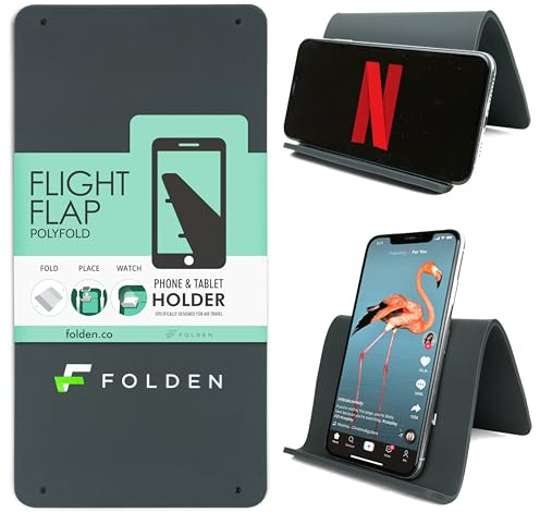 Flight Flap Airplane Phone Holder, Flexible Cell Phone Holder, Folding Cellphone Stand for Desk, Bed, Office, Treadmill - Airplane Gadgets for Long Travel Accessories - Plane Essentials (Silicone)