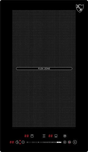 K&H Induktionskochfeld Domino 30-IN-3400FLX [2 FLEXZONEN] - Mobile Induktionskochplatte - Induktionsherdplatte Doppelt - Kochfeld Induktion Stecker, Autark & Tragbar - 3400 Watt - 17 Leistungsstufen