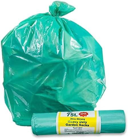 Bolsas de basura extra resistentes, bolsas de basura de plástico verde, ultra fuertes y resistentes a fugas, material 100% reciclado, ideal para bricolaje y jardín, hogar, hogar y cocina (bolsa verde