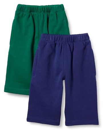 Amazon Essentials Pantalones de Algodón de Rizo Francés Unisex Bebés, Pack de 2, Azul Marino/Verde, 3-6 meses