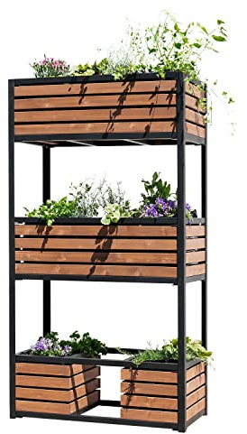 empasa Vertikales Hochbeet 'Cube Elements' Blumenkasten Pflanzkübel Frühbeet Kräuterbeet für Balkon, Terrasse und Garten in Zwei Größen