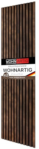 wohnartig® Akustikpaneele 1,485m² - 275cm x 54cm* set - (set = 2 Stück 275cm x 27cm) | Farbe: Antique Bronze 345 | Wandverkleidung | Akustikpaneel | Wandpaneele auf filz | Akustikfilz