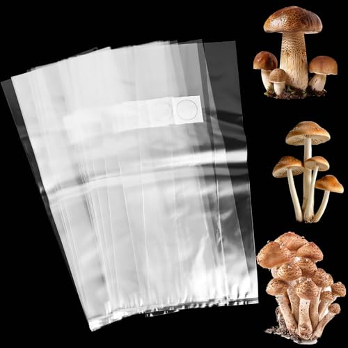 ZOFUN 50 Stück Pilzzucht Beutel, 32 x 50 cm Mushroom Spawn Grow Bag mit Filter, Pilze Züchten Set für Shiitake-Pilze, champignons