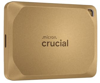 Crucial X10 Pro 4TB Portable External SSD, Up to 2100MB/s Read and 2000MB/s Write, External Solid State Drive, USB-C 3.2, PC and Mac, Dust and Water Resistance, Gold - CT4000X10PROSSD9D02