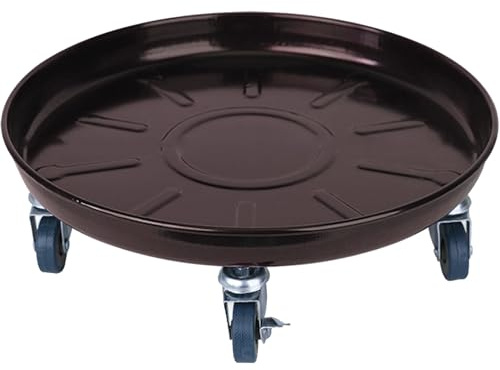 WUXTOKV Drip Tray Made of Iron, Oil Drain Container with Rollers, Painted Finish for Wear and Rust Resistance, Strong Weighing Capacity(Brown,29cm/12in)