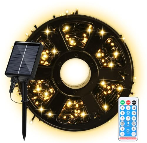 Daromigo Solar Lichterkette Außen 30M 300LED Warmweiß, USB & Solar Betrieben, 8 Modi & Timer, IP44 Wasserdicht, Solarlichterkette für Garten, Balkon, Terrasse, Party, Hochzeit